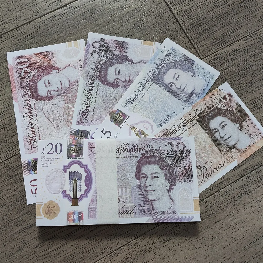 Festive Party Supplies Fake Money Funny Toy Realistic Uk Pounds Copy Gbp British English Bank 5 10 20 50 Pound Notes Perfect For Movies