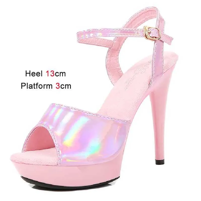 Dress Shoes 16.5CM Wedding High Heels 2023 Summer New Color-Changing Sandals Women Fashion Pole Dance 7CM Waterproof Platform H240321PF6N