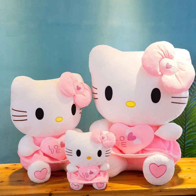 تسليم سريع 25 سم ناعم الوردي Hello Kt Plush Skirt Skirt Cat وسادة نوم لفتاة ألعاب Cat Doll Toy Plush Toy