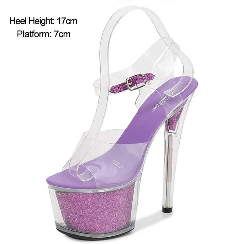 Dress Shoes Stripper pole Sandalias Transparentes Mujer Clear Sandals High Heels Women Platform Sexy New Heel 15cmBZM3 H240321