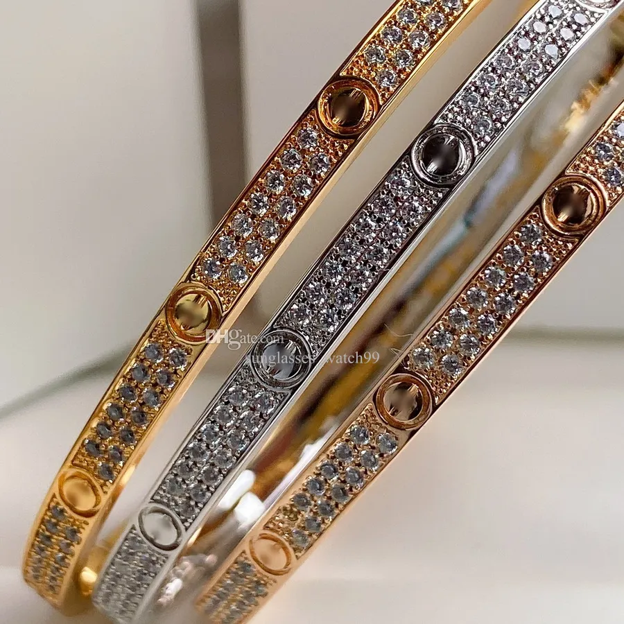 Tunna diamanter Bangle 16-19 cm Guldpläterade smycken Toppkvalitet Par Bangles Classic Style Armband Detaljer är förenliga med den officiella