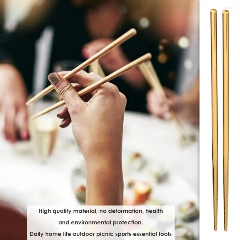 Chopsticks Non-Slip Rostfritt stål Portable Miljöskydd Återanvändbara pinnar Kök matbordsprodukter