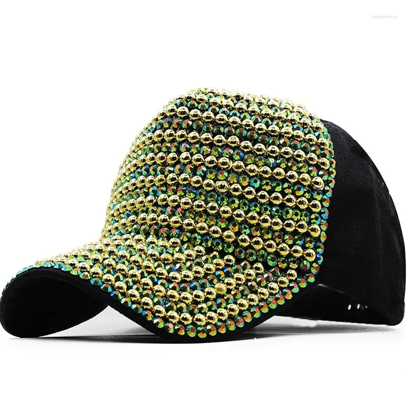 Ball Caps Luxury Flash Diamond Girl Baseball Cap Light Board Washed Rhinestone Ladies Sun Visor For Women Men Casquatte