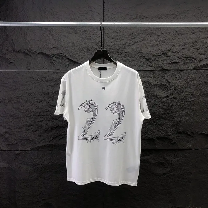 Designer masculino t-shirt de alta qualidade novo clássico impresso moda casual luxo 100% algodão de alta qualidade camisa respirável camisa de manga de rua tamanho grande M-3XL # 75