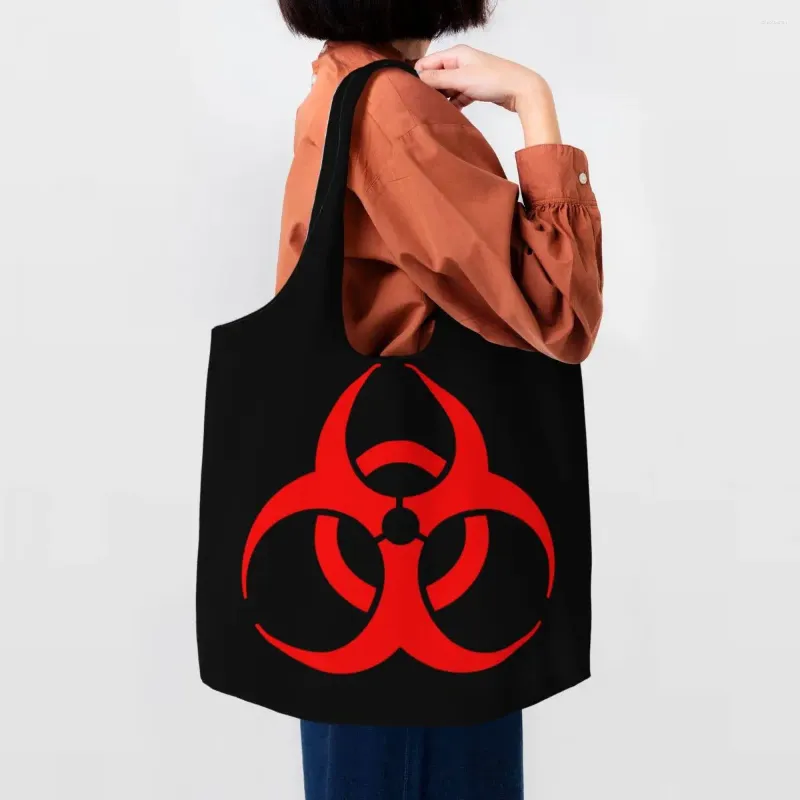 Sacs à provisions impression parapluie sociétés Biohazard sac fourre-tout réutilisable toile Shopper épaule pographe sac à main