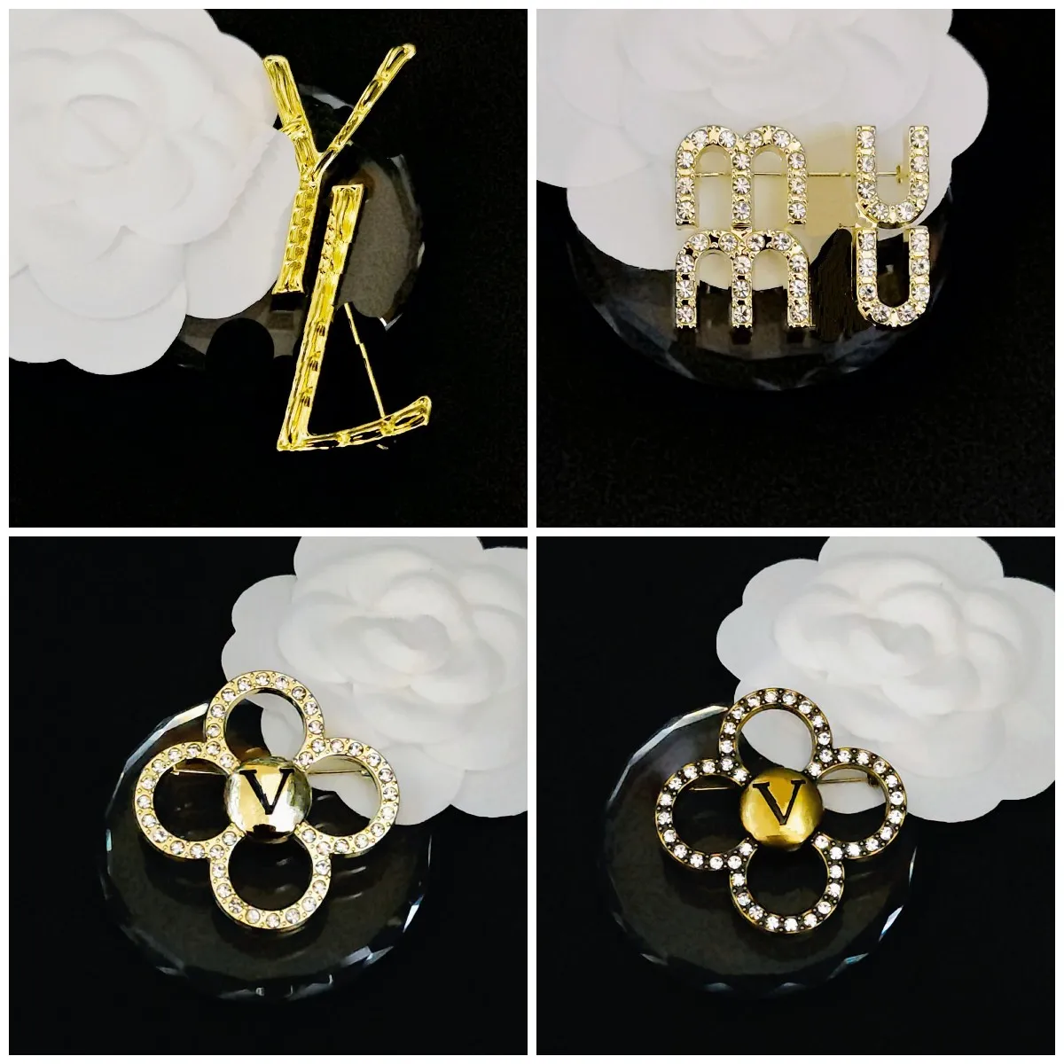 Boutique Letter Diamond Brooch Fashion Style Girl Jewelry Pin Accessories Spring New Gold Charm Brooch High Quality Jewelry