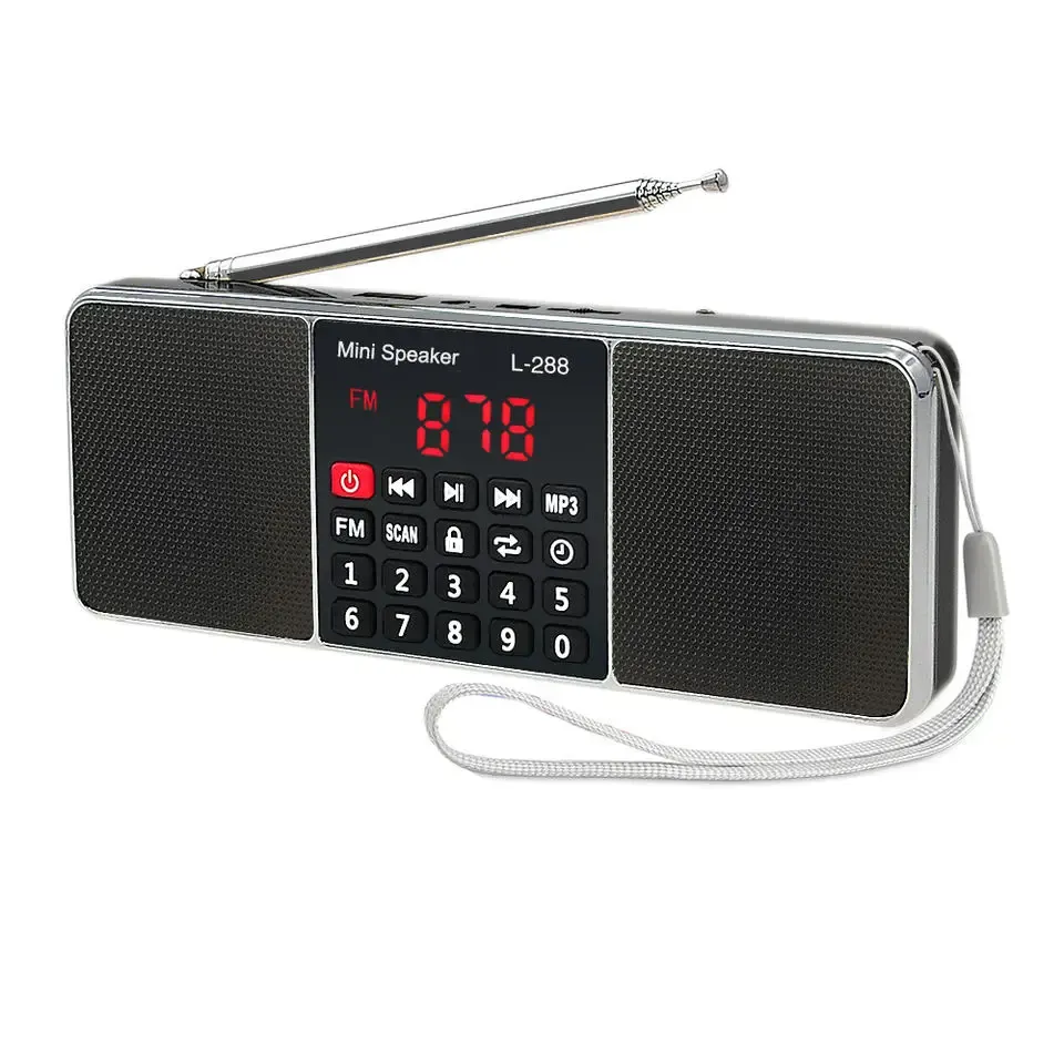 Radio Eonko L288 Super Bass Stereo FM Altoparlante Radio con batteria ricaricabile TF USB Aux Lock Pulsante include una batteria di riserva