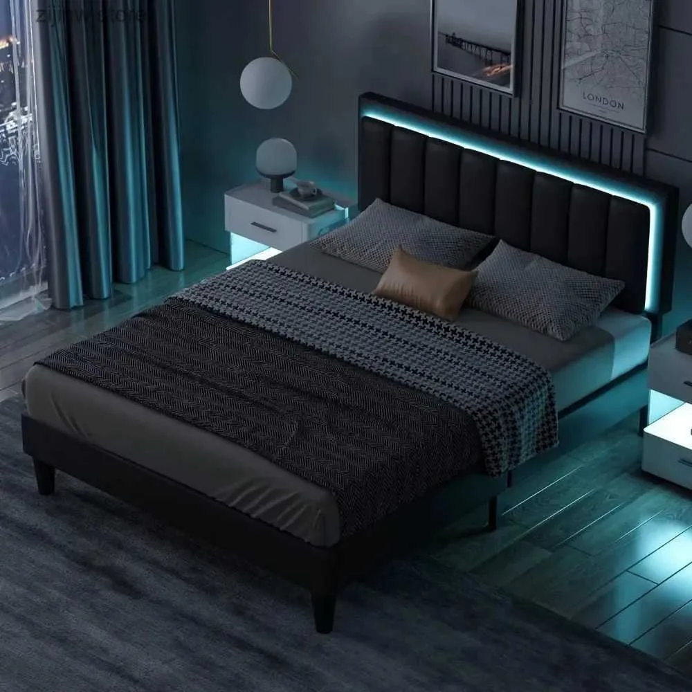 Другие постельные принадлежности Большая кровать с обивкой из искусственной кожи, регулируемой верхней панелью и подставкой для ног, а также тяжелой опорой Y240320