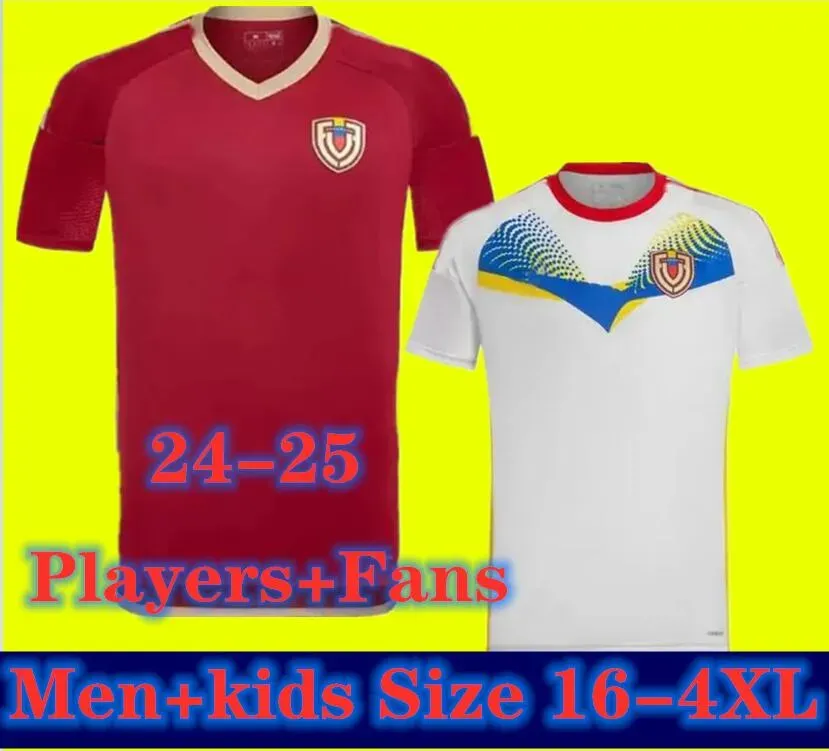 2024 2025 Venezuela Soccer Jerseys Kids Kit 24/25 National Engure Shirt Men Home Red Away White Camisetas Copa Cordova Soteldo Rincon Bello Sosa Rondon