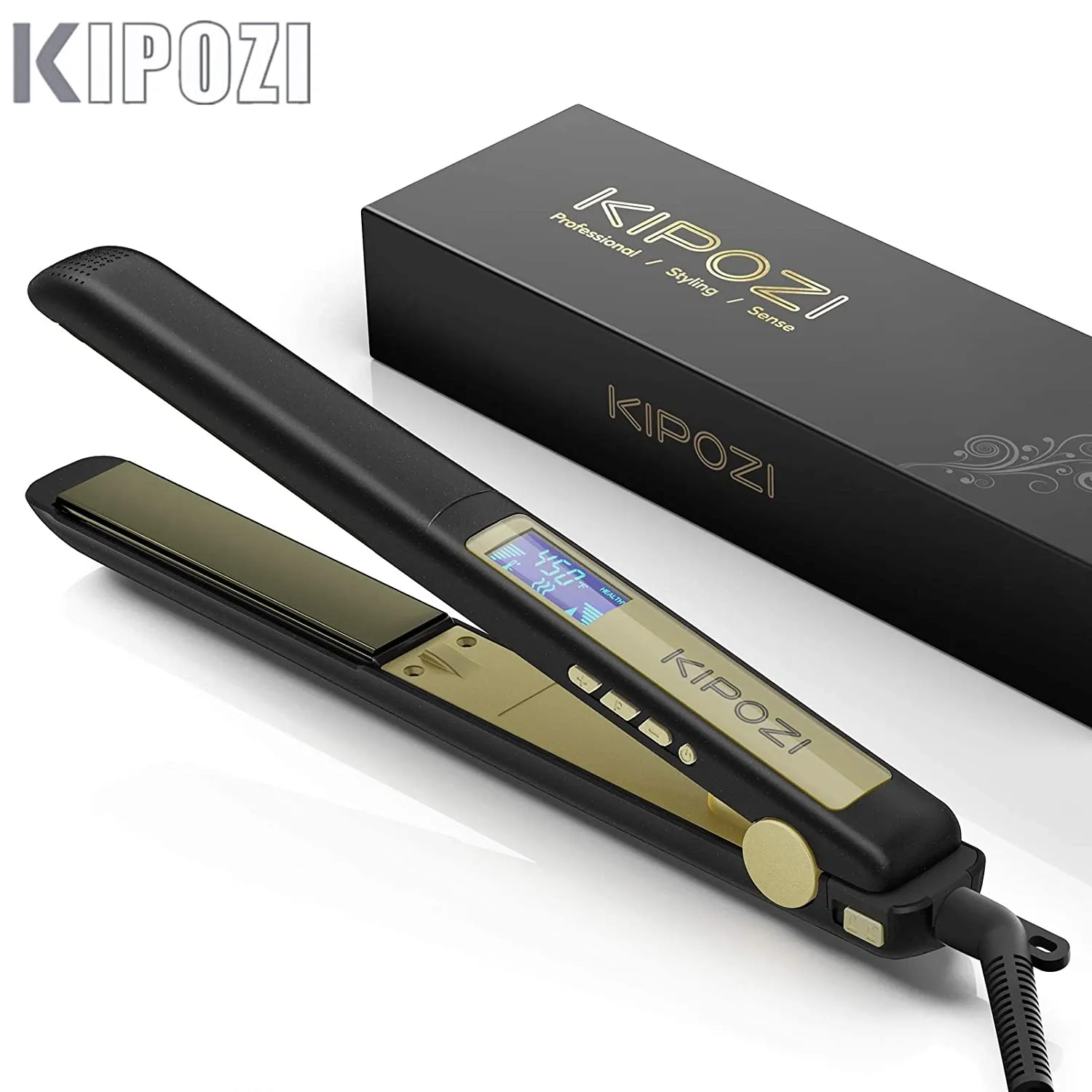 Fers KIPOZI professionnel défrisant les cheveux titane double Volotag chauffage instantané fer plat 2 en 1 bigoudi LCD affichage numérique