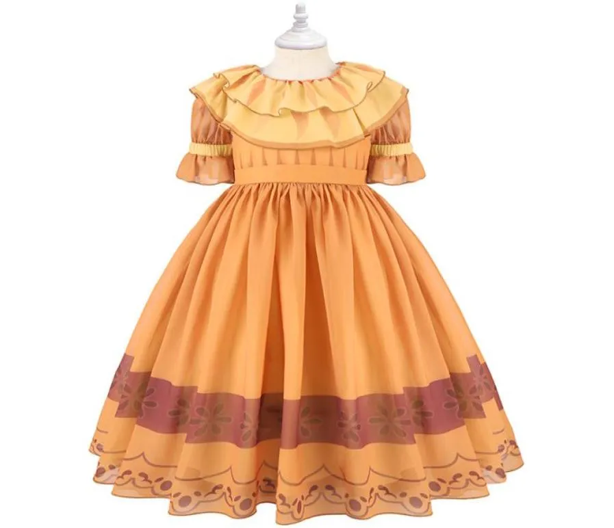 2022 NYA MIRABEL ENCANTO KLÄNNINGAR BARN GIRL KLÄNNER Kostym Kids Girls Princess Dressing Halloween Carnival Cosplay Costumes8018942