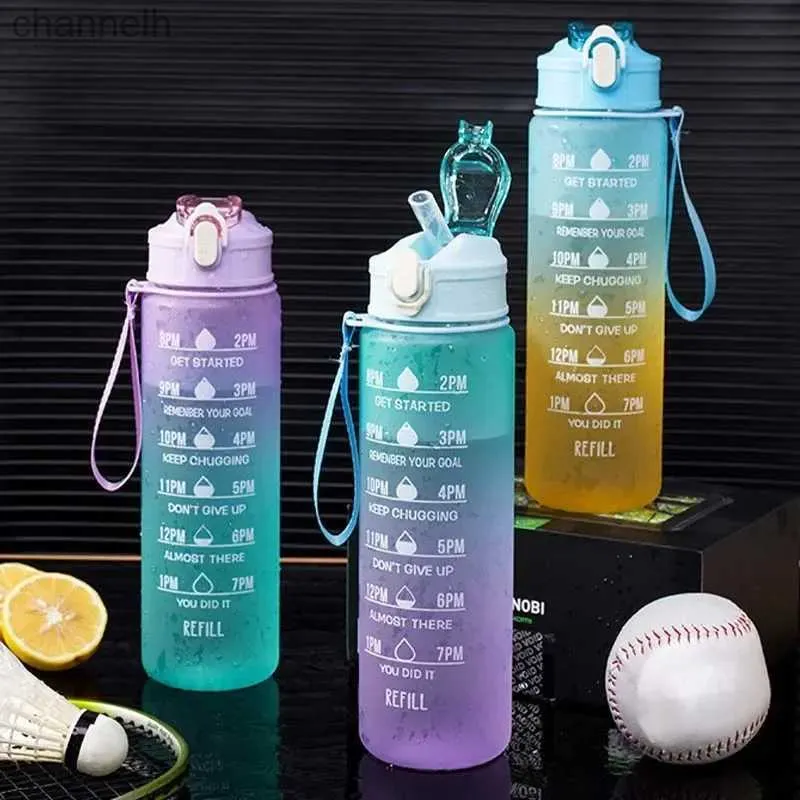 Vattenflaskor 800 ml vattenflaska Motiverande sportflaska med tidsmarkör läcksäker kopp fitness bpa gratis bärbara drycker för utomhus yq240320