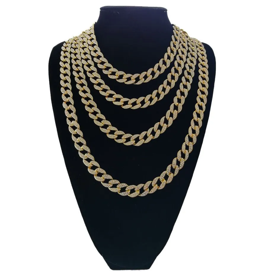 HipHop iced out Miami Cuban Link Chains Necklace For Mens Long Thick Heavy Big Bling Hip Hop Women Gold Silver Jewelry Gift3038