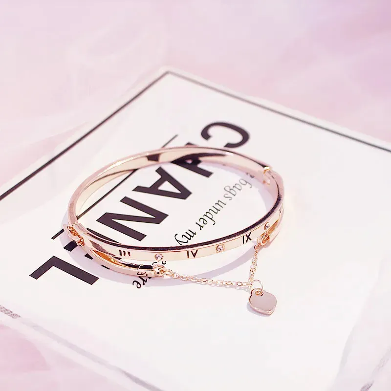 Rose Gold rostfritt stål armband armband kvinnliga hjärta för evigt kärlek märke charm armband för kvinnor berömda smycken5