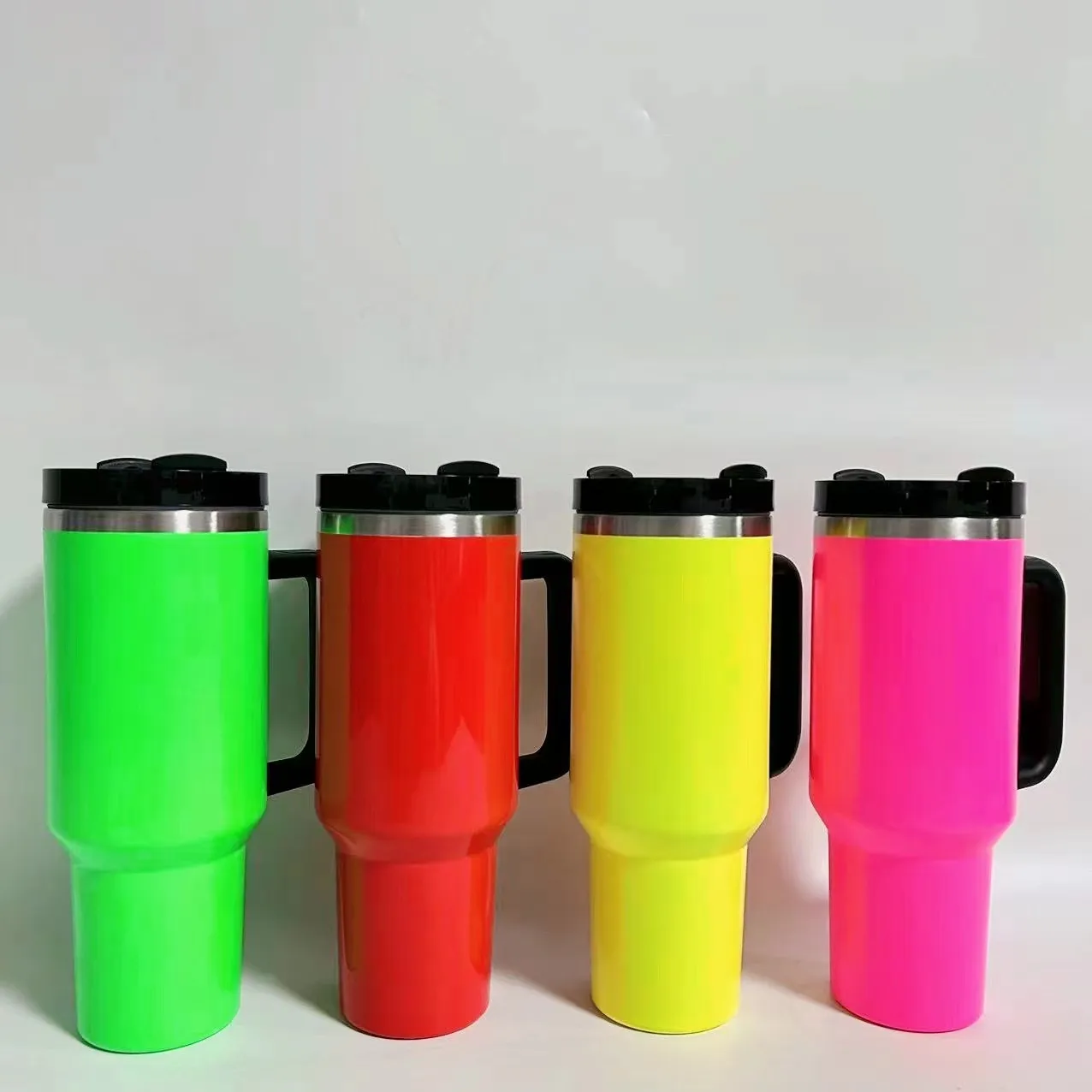 30oz Sublimasyon Neons Tumbler H2.0 Gökkuşağı Söndürücü Tumbler Yalıtımlı Seyahat Kupa Bira Kupası Açık Kamp Kupası Yeni