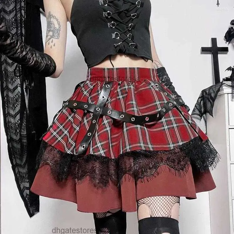 Spódnice harajuku dziewczyny lolita gotycka spódnica kobiety retro koronkowe ciasto zmęczone streetwear mini punkowy słodki kostium ubrania kawaii cosplay