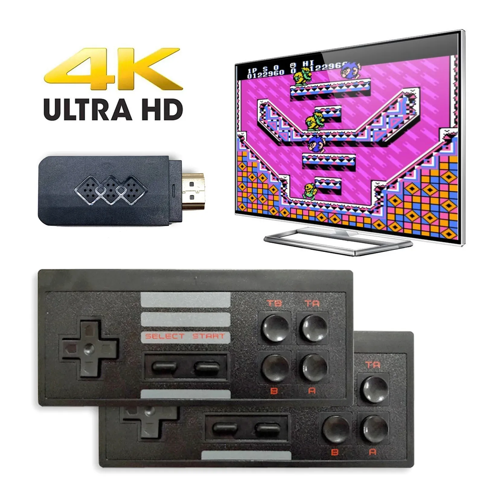 4k tv-out vídeo sem fio portátil jogadores de jogo handheld joystick hdtv 818 retro clássico consoles de jogos crianças presente