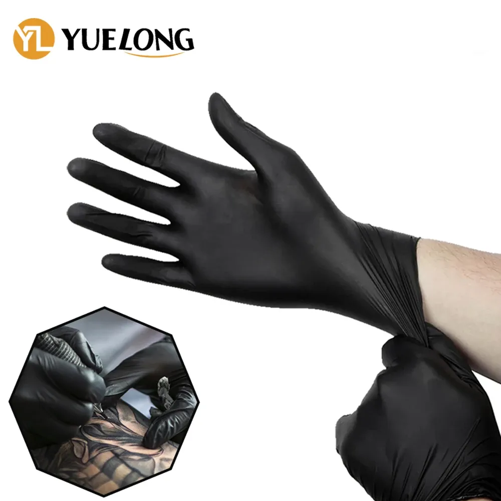 accesories 100Pcs Black Disposable Tattoo Latex Gloves Small Medium Large Permanent Waterproof Permanent Tattoo Glove Accessories