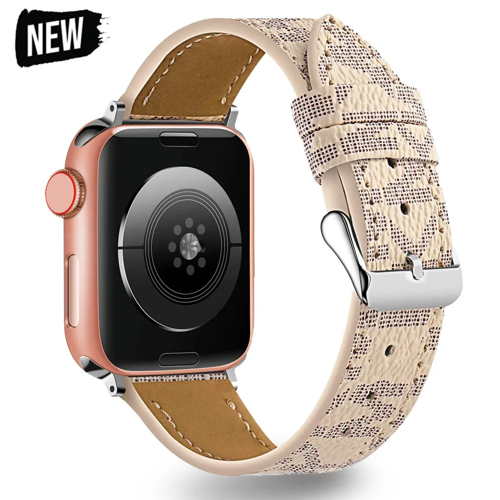 Designer horlogeband voor Apple Watch Band 49 mm 38 mm 44 mm 45 mm iwatch serie 8 9 4 5 6 7 riem armband mode brief lederen ap horlogebanden vervangende slimme bandjes