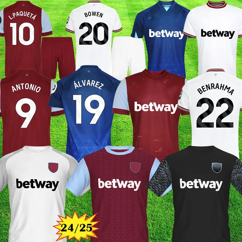 24 25 BOWEN L. PAQUETA WHU Fußballtrikots 2023 2024 AGUERD ALVAREZ Kits ANTONIO VLASIC WARD PROWSE WEST Fußballtrikots INGS HAMS BENRAHMA MÄNNER Kinderausrüstung