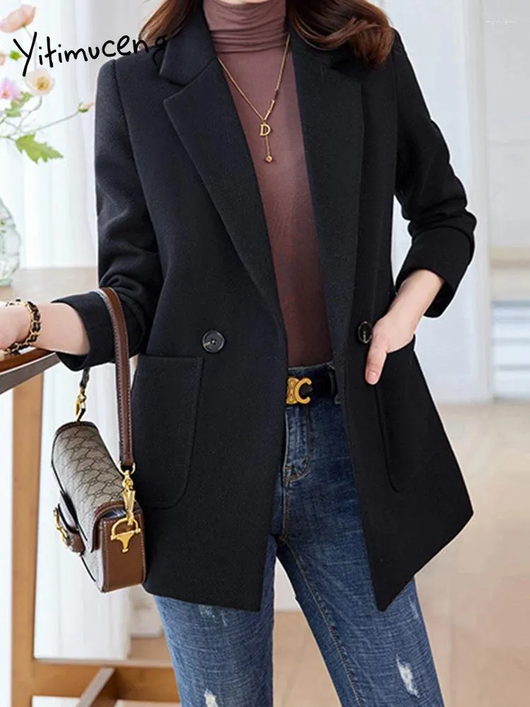Kadınlar French Style Ofis Zarif Kadın Blazers Resmi Giyim İş Giysileri 2024 Ceket Uzun Kollu Moda