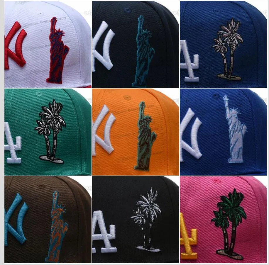 2024 26 Colors Men's Baseball Snapback Hats Palm Tree Classic Hip Hop "Angeles" Black Blue Pink Sport