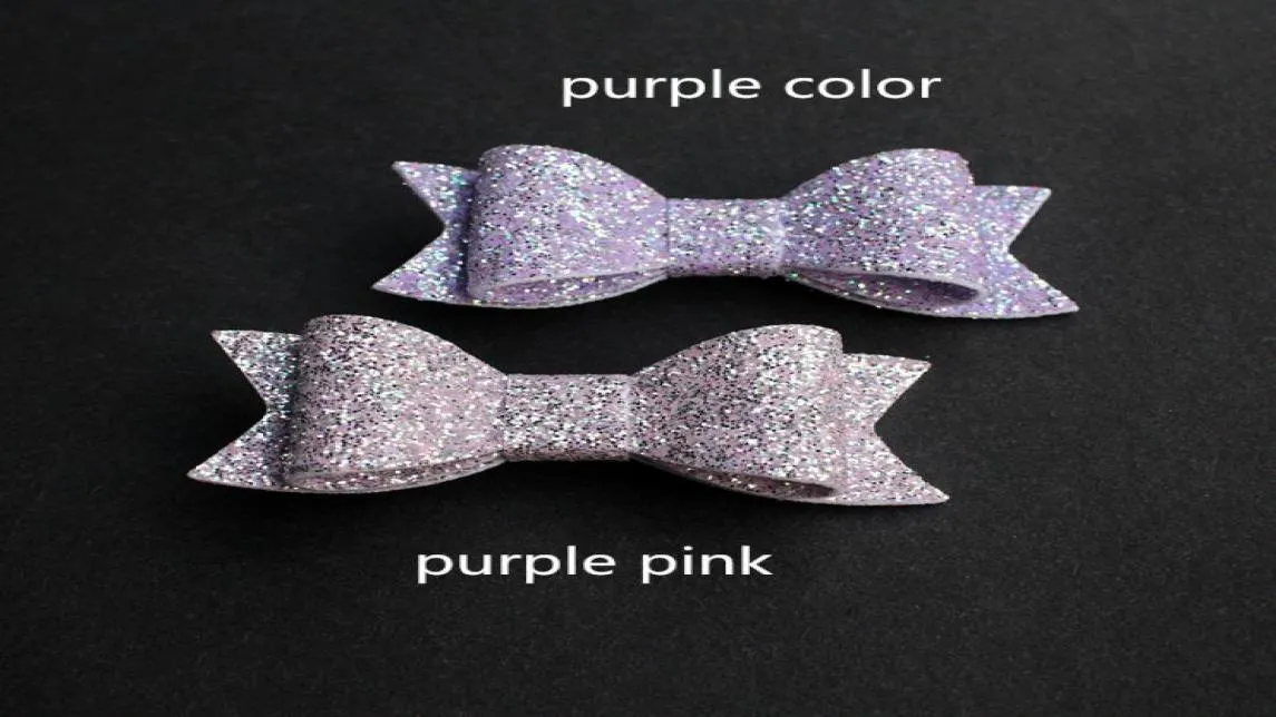 New Baby Hairpins Good Shinning Leather Hair Bows 6 pcslot Glitter Felt Kids Hair Clips Bowknot9863122