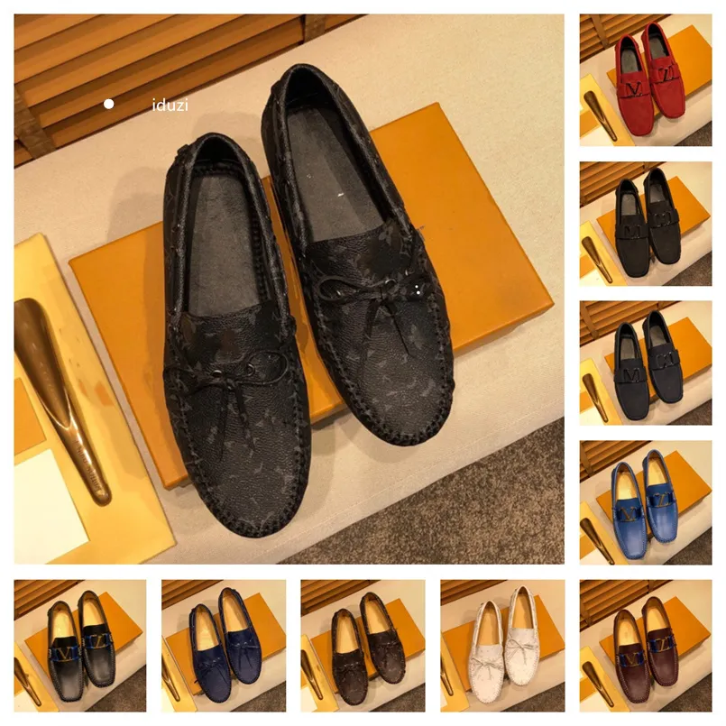 2024 Men äkta läderklänningskor lapptäcke läder sko mode moccasins bröllopsfest skor män designer loafers oxford skor storlek 38-46