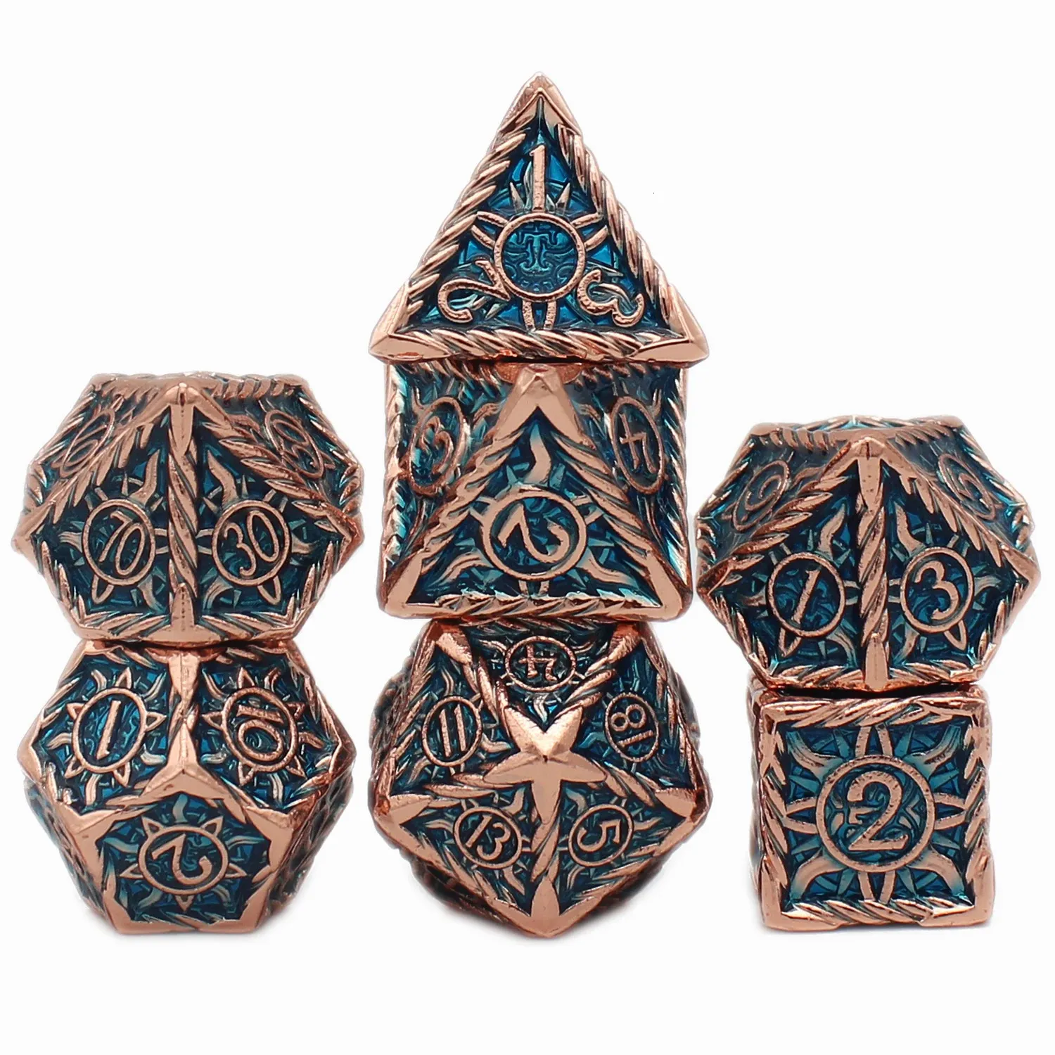 Stijl Metalen Dobbelstenen 7 Stuks Galaxy D DND Polyhedral SetDungeons voor Rollenspel Rpg Game Pathfinder 240312