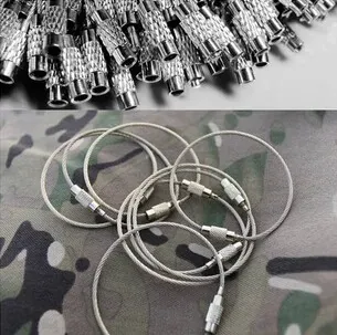 Top quality Stainless Steel Wire Keychain Cable Key Ring for Outdoor Hiking 