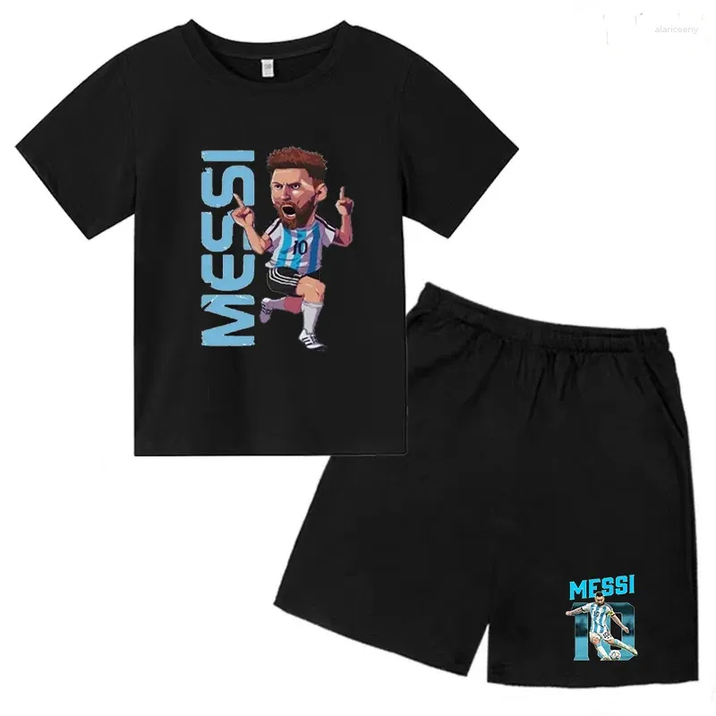 Kläderuppsättningar Summer Football Sportswear T-Shirt No.10 Tryckt Celebrity Idol Fan Top Beach Shorts 2P Boys/Girls 3-13y Passionate Casual Set