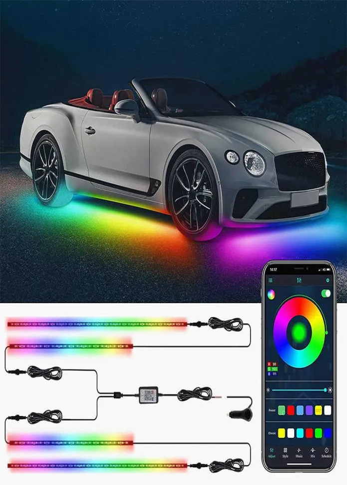 12V Car Light Flexible Strip Waterproof LED Underbody Lights Phone APP Control Car LED Neon Light Decorative Atmosphere Lamp8273315