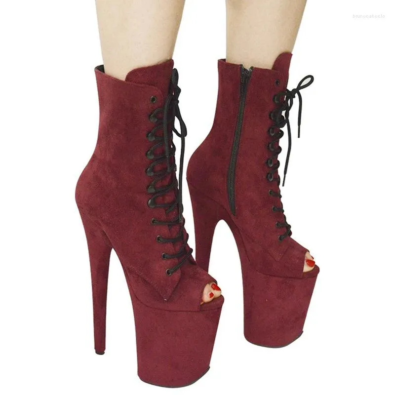 Sapatos de dança laijianjinxia 20cm/8 polegadas camurça superior sexy exótica plataforma de salto alto festa botas femininas pólo HSF20-002