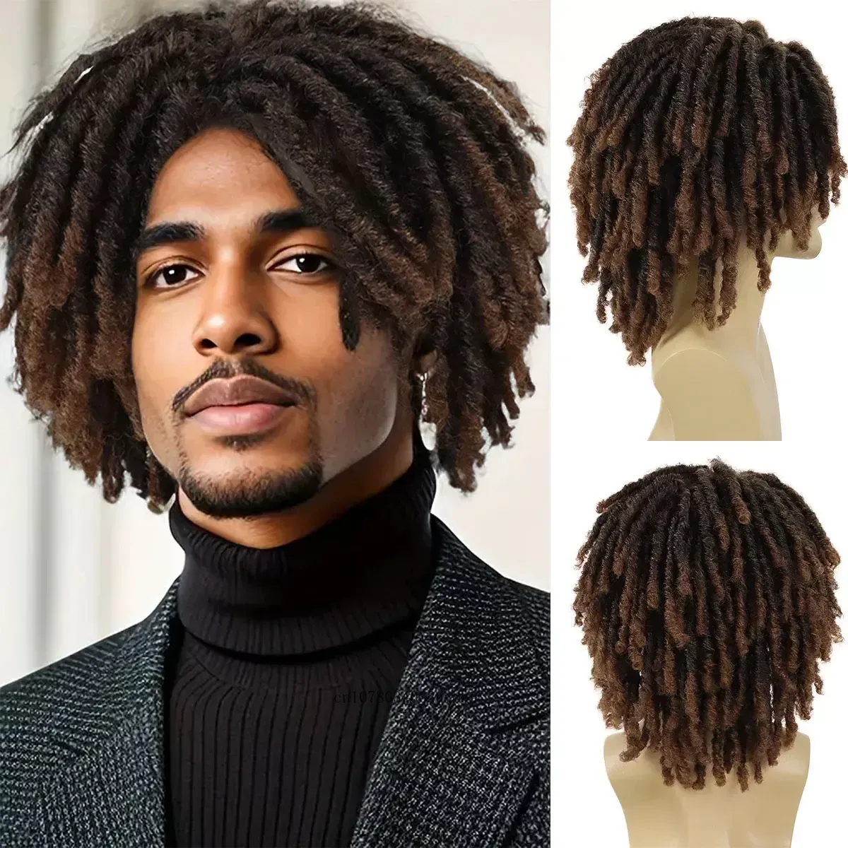 Perucas sintéticas curtas dreadlock peruca natural para homens rasta perucas afro bob ombre marrom crochê torção cabelo trançado peruca dreads perucas traje