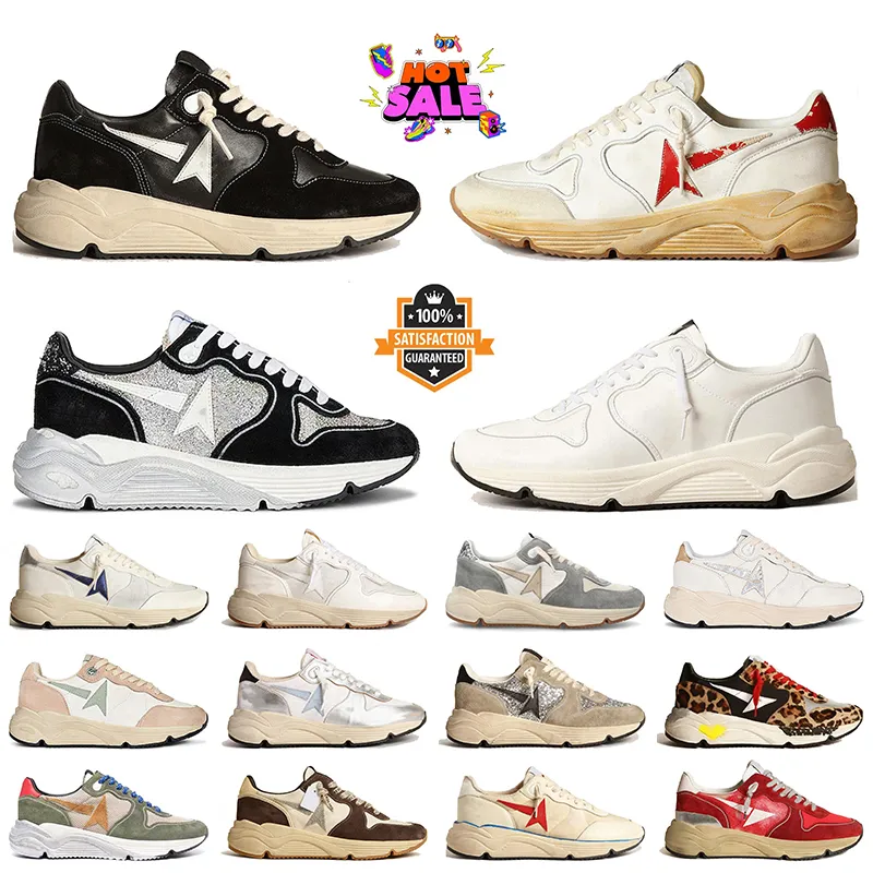 Vente en gros Femmes Hommes Designer Casual Chaussures De Luxe Running Sole Sneaker En Cuir Daim Supérieur Noir Blanc Italie Marque Vintage Baskets Argent Glitter Baskets 35-46