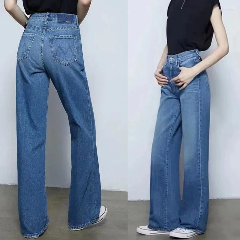 Calças femininas primavera verão mulheres pelúcia espessada cintura moda reta denim