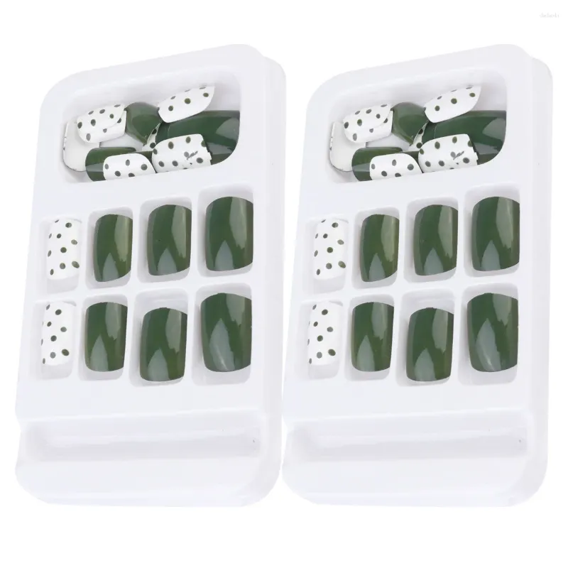 Falska naglar 48st FAKEL AVOCADO DOT NAIL MANICURE TOOLS FÖR SKYDD