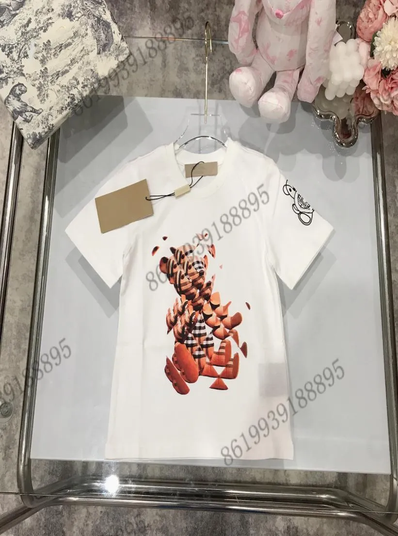 2022ss designer branco crianças luxo verão highend camisetas personalizado tingido de alta pressão impresso camisetas meninos e meninas top tees chil8686609