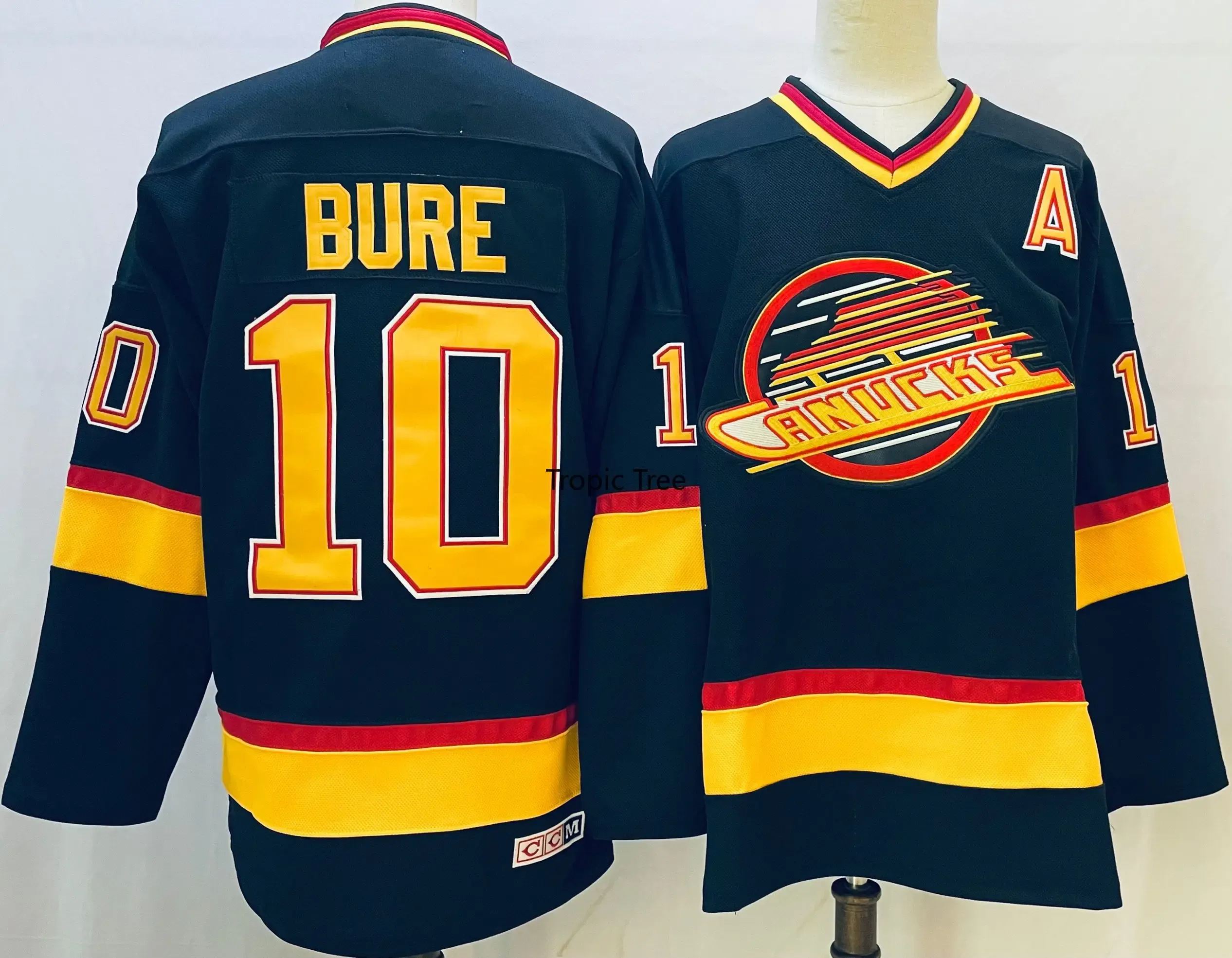 Pavel Bure Jersey 10 Vancouver Ice Hockey Jersey 16 Linden Jersey Retro Sport 스웨터 스티치 문자 번호 Black S-XXXL