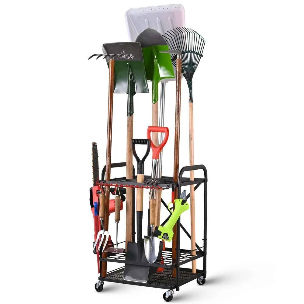 Mythinglogic Organisateur avec roulettes, organisateurs et rangement, porte-outils pour garage, abri de jardin, support à outils de jardin