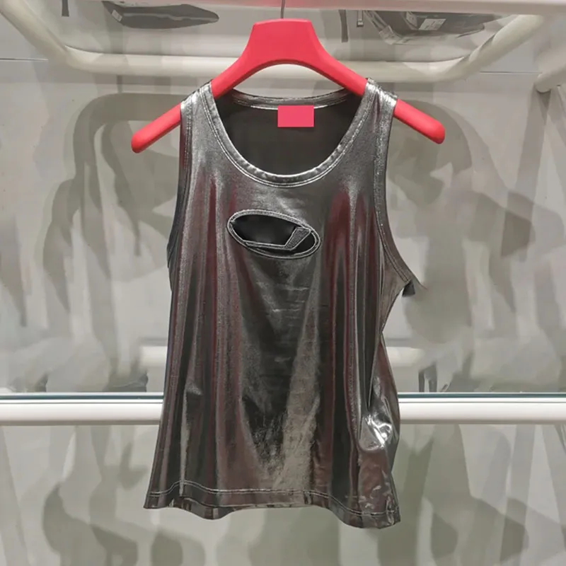 Sexy Hollow Women Singlet Tank Tops Luxury Designer Sleeveless Vest Tops Summer Shiny Woman Singlets