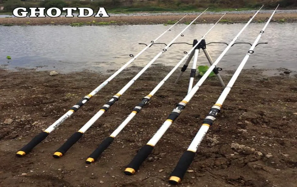 GDA New Design White Spining Fishing Rod FRP 탄소 섬유 텔레 스코픽 낚시 막대 2136M4653316