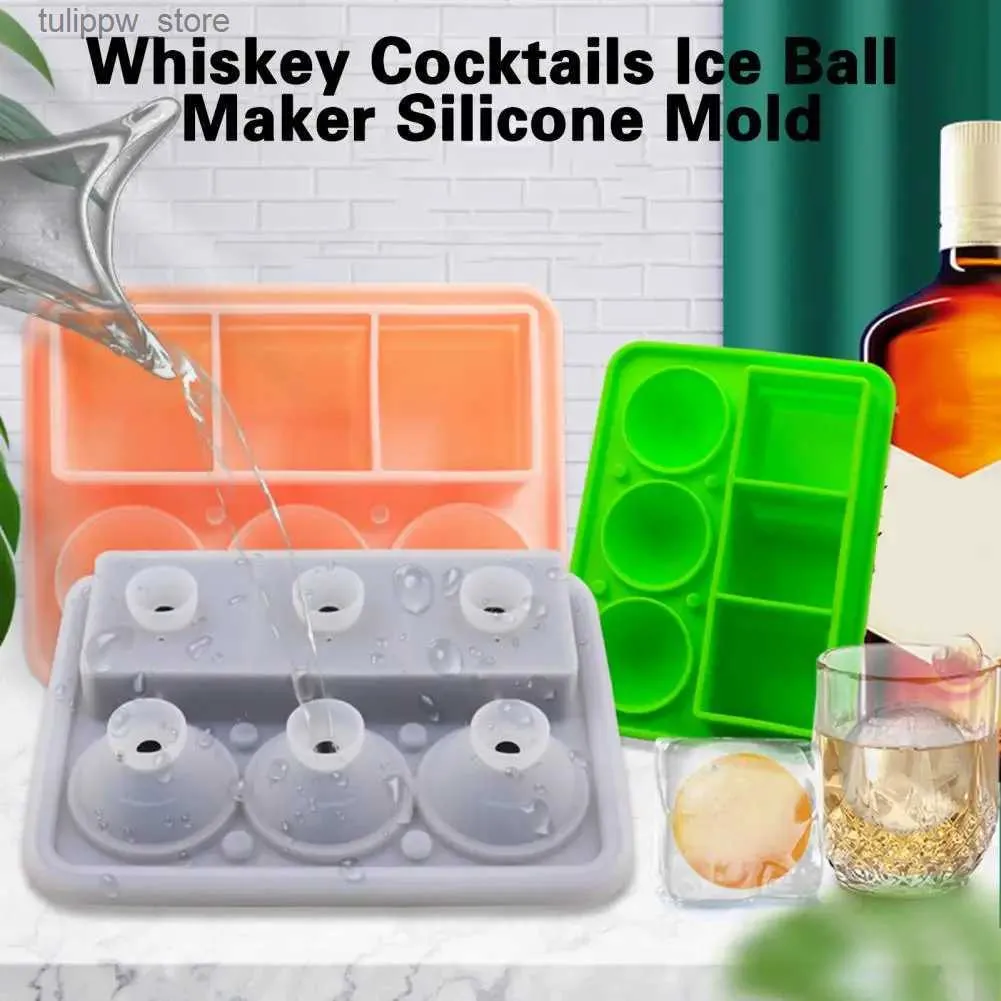 Ice Cream Tools Ice Cube Tray with Lid Non-sticky Reusable 6-grid Tray DIY Making Round Square Whiskey Cocktails Ice Ball Maker Silicone Mold L240319