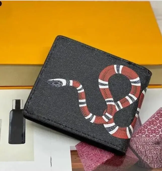 2024 Hommes Designers d'animaux Mode Court Portefeuille En Cuir Noir Serpent Tigre Abeille Femmes De Luxe Porte-Cartes Porte-Cartes Avec Boîte-Cadeau Top Qualité