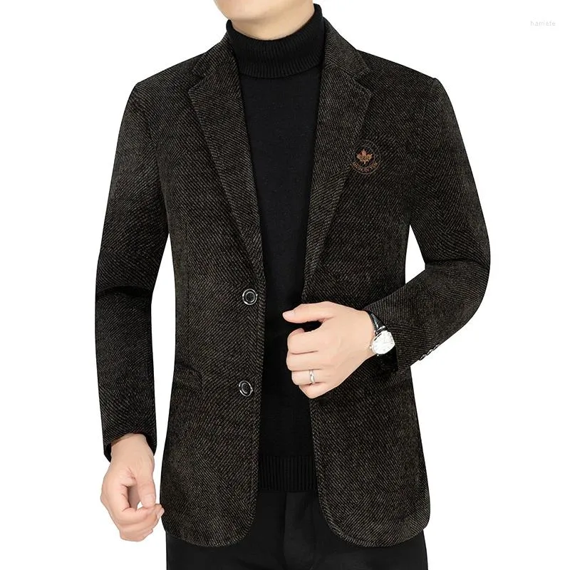 Abiti da uomo 2024 Moda di fascia alta All-in-one Business Bello di mezza età Slim Abito di lana Giacca casual in tweed