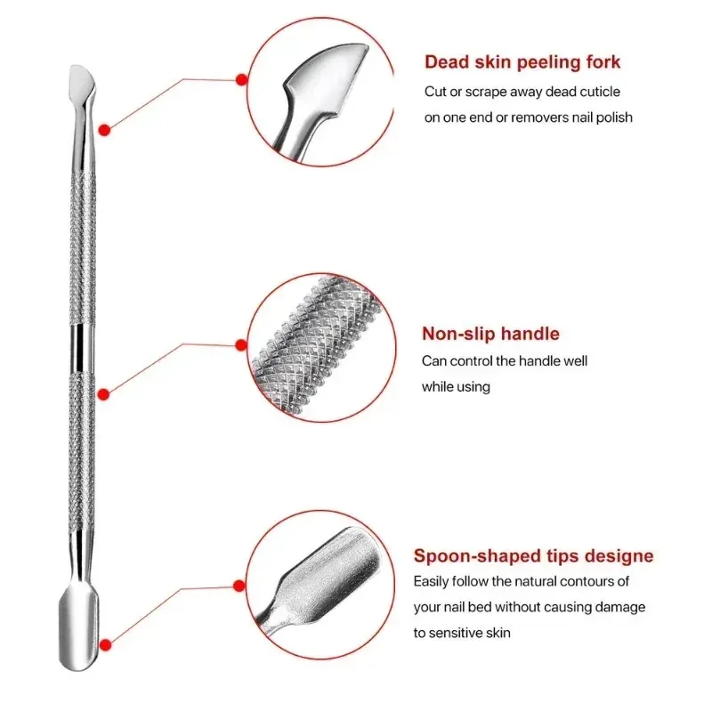 Scraper de pelueur de cuticule en acier inoxydable Retirez l'outil de dissolvant à ongles de vernis à ongles 2.Outil de dissolvant de vernis à ongles en gel2.Outil de dissolvant en vernis à ongles en gel