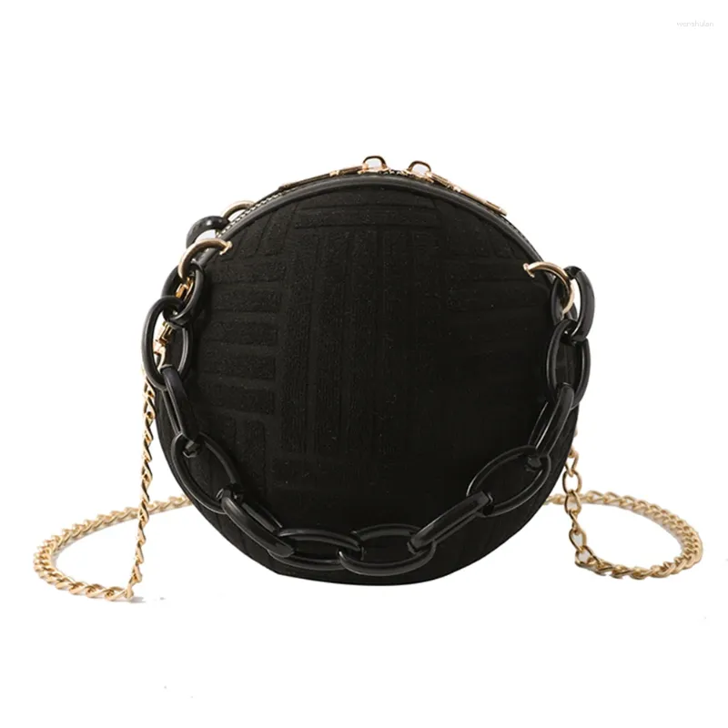 Shoulder Bags Velvet Ladies Purse Personality Thick Chain Small Purses Round Fashion Casual Portable Elegant Solid Color For Weekend