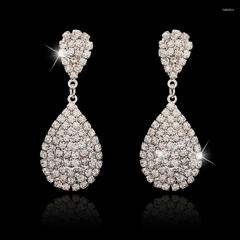 Boucles d'oreilles pendantes de luxe en cristal autrichien pour femmes, grande goutte, accessoires de mariage