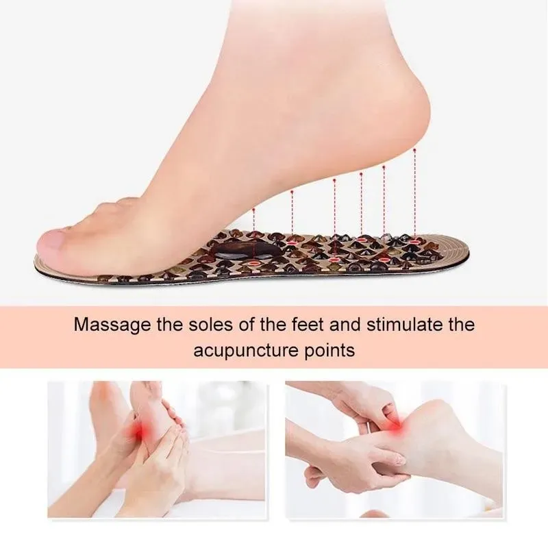 2024 Acupressure Magnetic Massage Foot Therapy Reflexology Unisex Insole Shiatsu Pain Insoles Relief Massager Therapy Pebble
