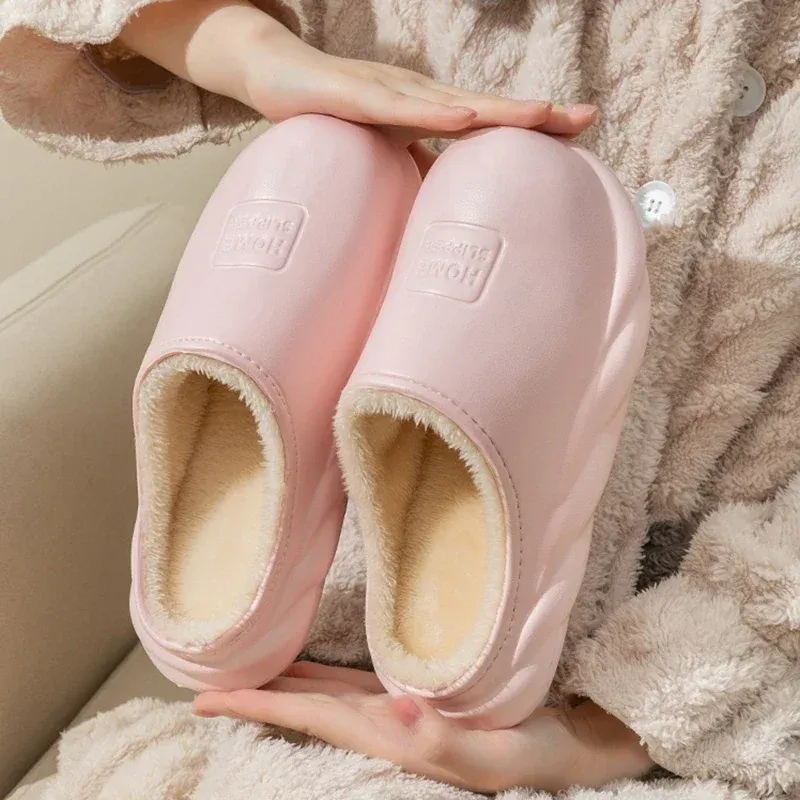 Slippers Women Garden Shoes Winter House Slippers Men Plush Warm Clogs Couples Nonslip Kitchen Chef Shoes Waterproof Home Fuzzy Slipper